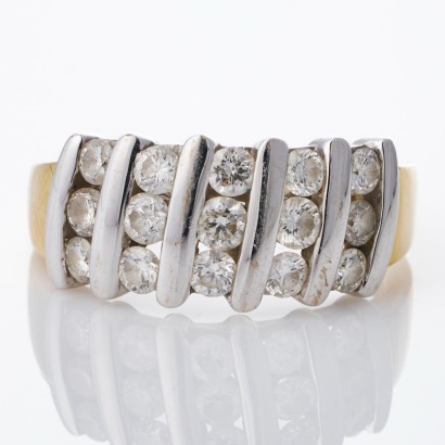 18ct Yellow / White Gold, 1.00ct Diamond Multi Row Ring