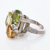 18ct White Gold, Multi-Gemstone, Quartz, Peridot, Topaz / 1.10ct Diamond Cluster Ring - 2