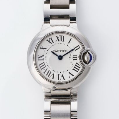 Stainless Steel, Cartier Ballon Bleu Small Model Ladies Quartz Wristwatch, circa 2010