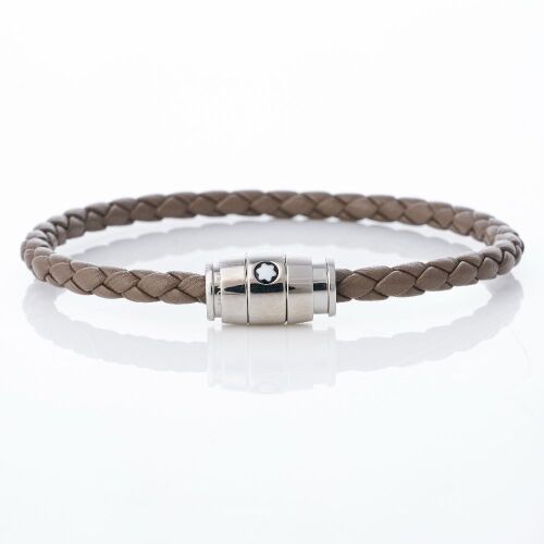 Montblanc, Meisterst&uuml;ck Steel / Leather 3 Rings Bracelet - Mastic Size 60 with Box - As new