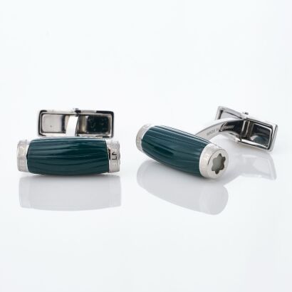 Montblanc, Stainless Steel Cufflinks SAW Polar Green with Box - As new