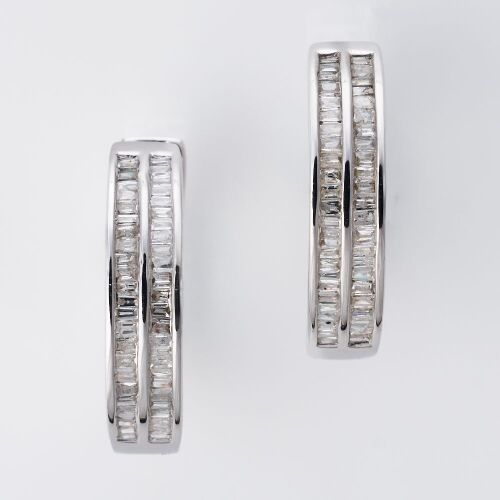 18ct White Gold, 0.60ct Diamond Hoop Earrings