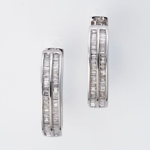 18ct White Gold, 0.60ct Diamond Hoop Earrings
