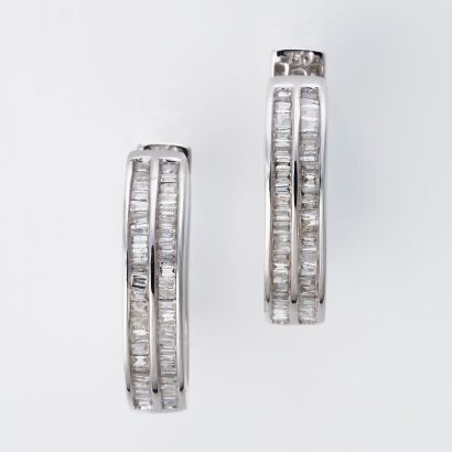 18ct White Gold, 0.60ct Diamond Hoop Earrings