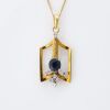 14ct Yellow Gold, Sapphire / Diamond Pendant on a 45cm Gold Plated, Silver Chain