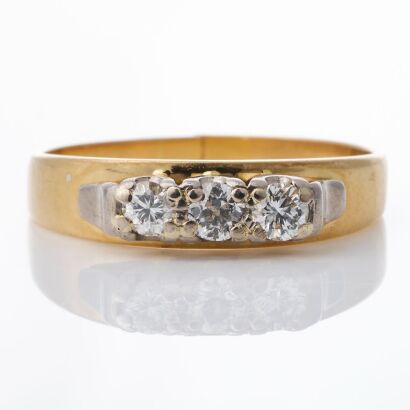 17ct Yellow Gold, Three Stone 0.36ct Diamond Ring (Damaged)