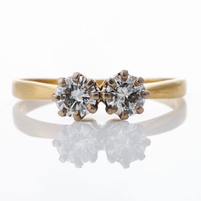 18ct Yellow Gold, 0.60ct Diamond Two Stone Ring