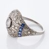 Platinum, Art Deco, Sapphire / 0.32ct Diamond Ring - 2