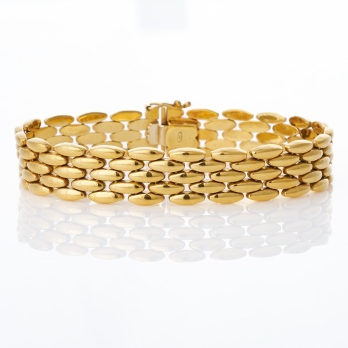 18ct Yellow Gold, Italian, 19cm Fancy Hollow Link Bracelet