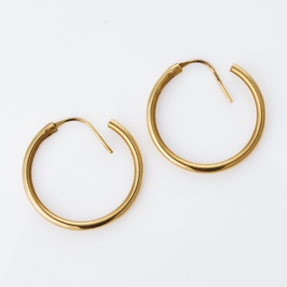18ct Yellow Gold, 22mm Hoop Earrings