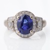 18ct White Gold, 2.84ct Sapphire / 0.53ct Diamond Cluster Ring