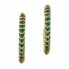 18ct Yellow Gold, Full Circle Set, Green Coloured Stone Hoop Earrings