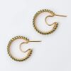 18ct Yellow Gold, Full Circle Set, Green Coloured Stone Hoop Earrings - 2