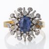 18ct Yellow / White Gold, 1.00ct Sapphire / 0.40ct Diamond Cluster Ring