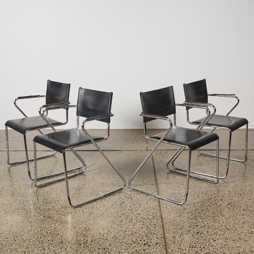 A Set of Four Bauhaus Style Tubular Cantilever Chairs