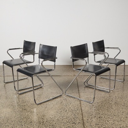 A Set of Four Bauhaus Style Tubular Cantilever Chairs