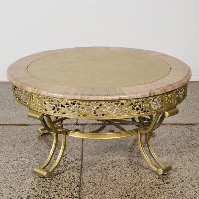 A Wrought Iron and Marble Table
