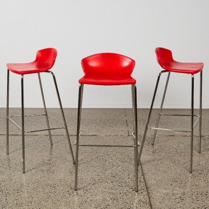 A Set of Three Italian Bar Stools by Gaber