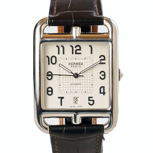 Stainless Steel, Herm&egrave;s Cape Cod Automatic Men's Wristwatch with Box, circa 2020