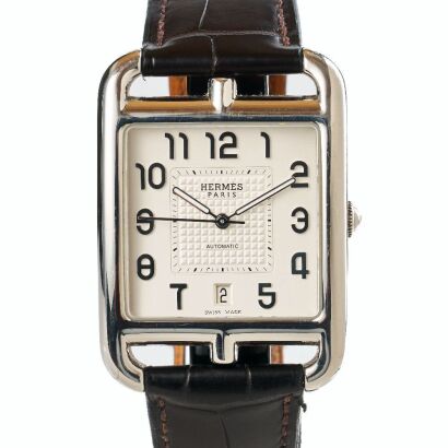 Stainless Steel, Herm&egrave;s Cape Cod Automatic Men's Wristwatch with Box, circa 2020