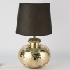 An Etched Mercury Glass Table Lamp with Black Fabric Shade