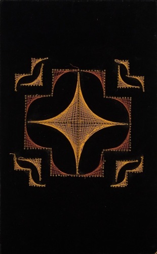 A Handmade Mid-century Geometric Velvet String Art Piece