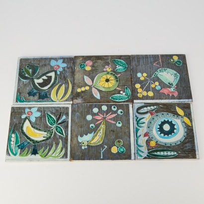 A Set of Six Tilgmans Keramik Tiles