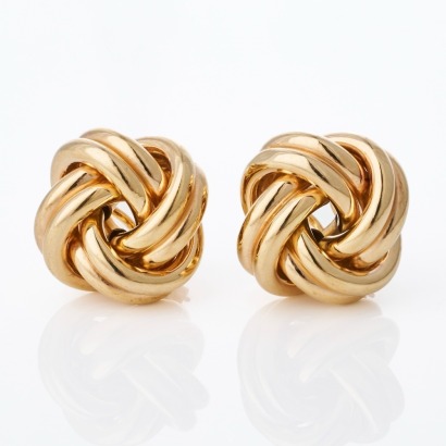 9ct Yellow Gold, Vintage, Large Knot Stud Earrings