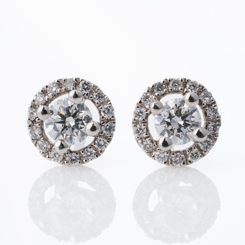 9ct White Gold, 0.50ct Diamond Halo Stud Earrings