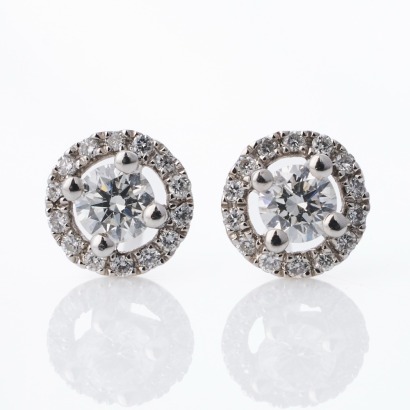 9ct White Gold, 0.50ct Diamond Halo Stud Earrings