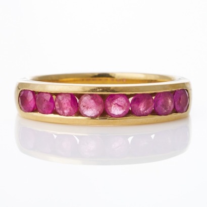 18ct Yellow Gold, Modern, 2.8mm Round Ruby Ring