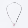 9ct White Gold, 42cm Herringbone Link Necklace with 14ct White Gold, Stone Set Pendant - 2