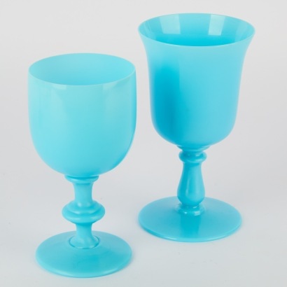 A Pair of Portieux Vallerysthal Blue Opaline Glasses
