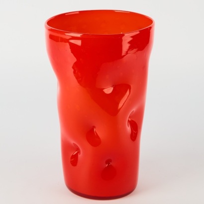 A Red Pinched Glass Vase