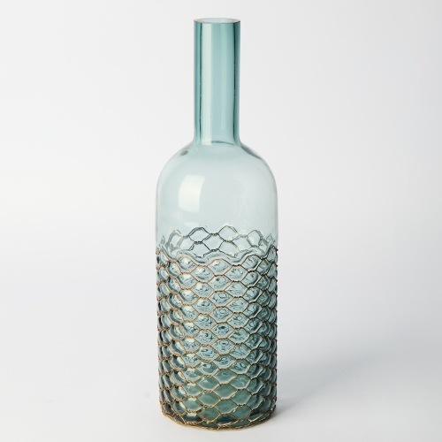 A Hand-Blown Glass and Wire Art Bottle