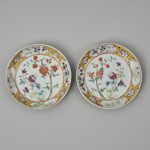 A Pair of Chinese Qing Dynasty Guangxu Period Famille Rose 'Floral' Saucers