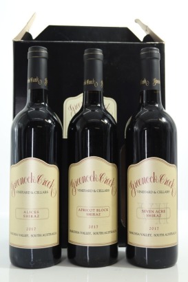(1) 2017 Greenock Creek Alices, Apricot Block & Seven Acre Shiraz Horizontal Collection, Barossa Valley, 3 Bottles Sold as One Lot (GB)
