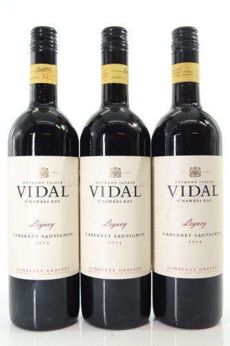 (3) 2014 Vidal Estate Legacy Cabernet Sauvignon, Gimblett Gravels [BC98]