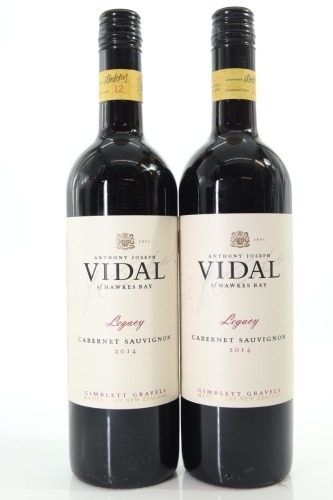 (2) 2014 Vidal Estate Legacy Cabernet Sauvignon, Gimblett Gravels [BC98]