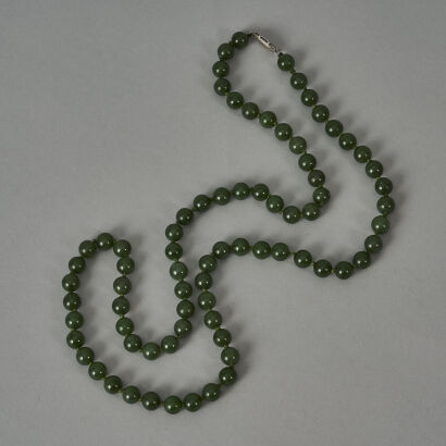 A Chinese Celadon Jade Necklace