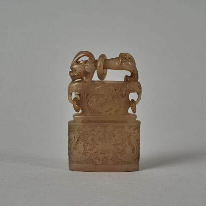 A Chinese Soapstone 'Dragons' Seal
