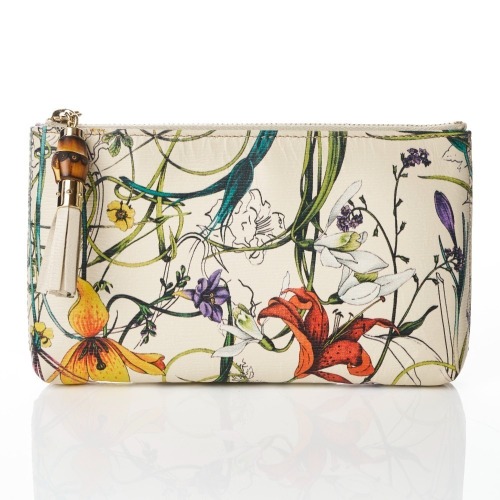 Gucci, Floral Print Leather Pouch with Box