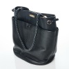 Chlo&eacute;, Black Calfskin Leather Key Braided Handle Bucket - 2