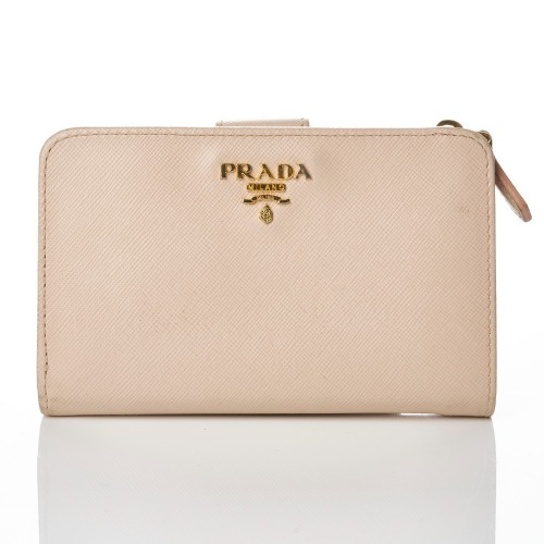 Prada, Beige Saffiano Leather Wallet