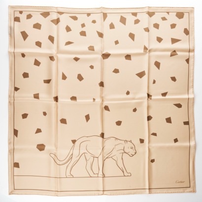 Cartier, 100% Silk, Panth&egrave;re Scarf with Box