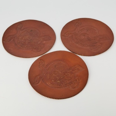 Three Embossed Leather Placemats