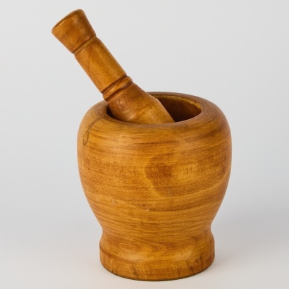 A Wood Apothecary Mortar and Pestle