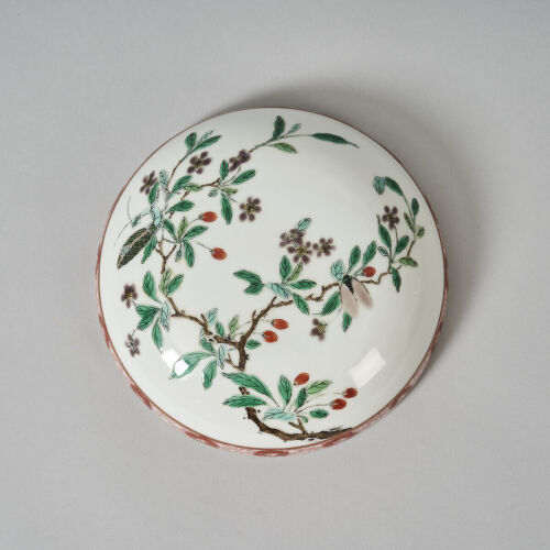 A Chinese Famille Verte 'Floral and Bird' Lidded Box (Da Qing Kangxi Nian Zhi Mark)