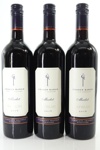 (3) 2016 Craggy Range Merlot, Gimblett Gravels