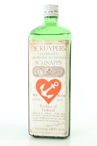 (1) De Kuyper's Celebrated Aromatic Schnapps, 750ml, 42% ABV, Circa. 1970's-80's